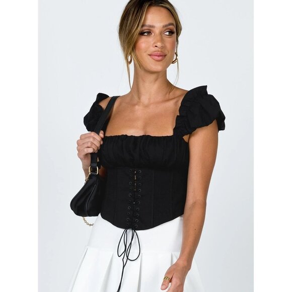 Princess Polly HARRY TOP Color Black Size US‎ 8 - Picture 1 of 9